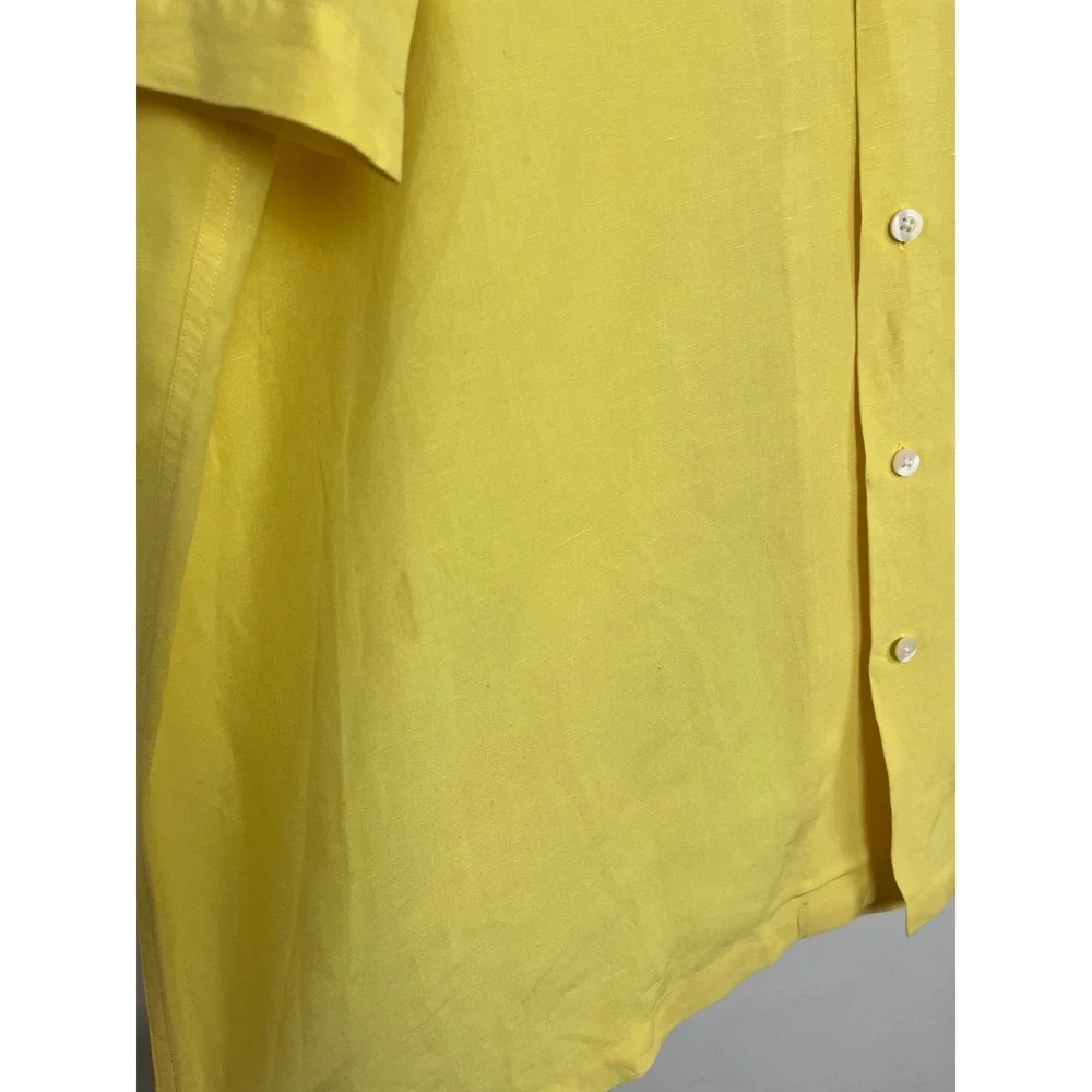 Polo Ralph Lauren Coastal Button Down Shirt Mens XLT Yellow Linen Silk Blend